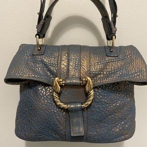 BVLGARI Leoni shoulder bag blue with gold flecks, stunning handbag exceptional